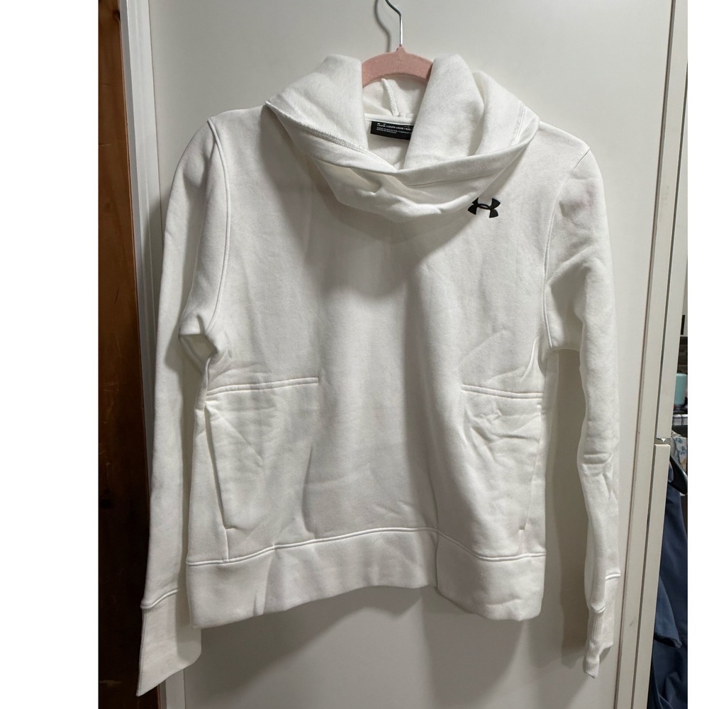 Under Armour White Rival Fleece Hoodie XS Loose Fit Sweatshirt